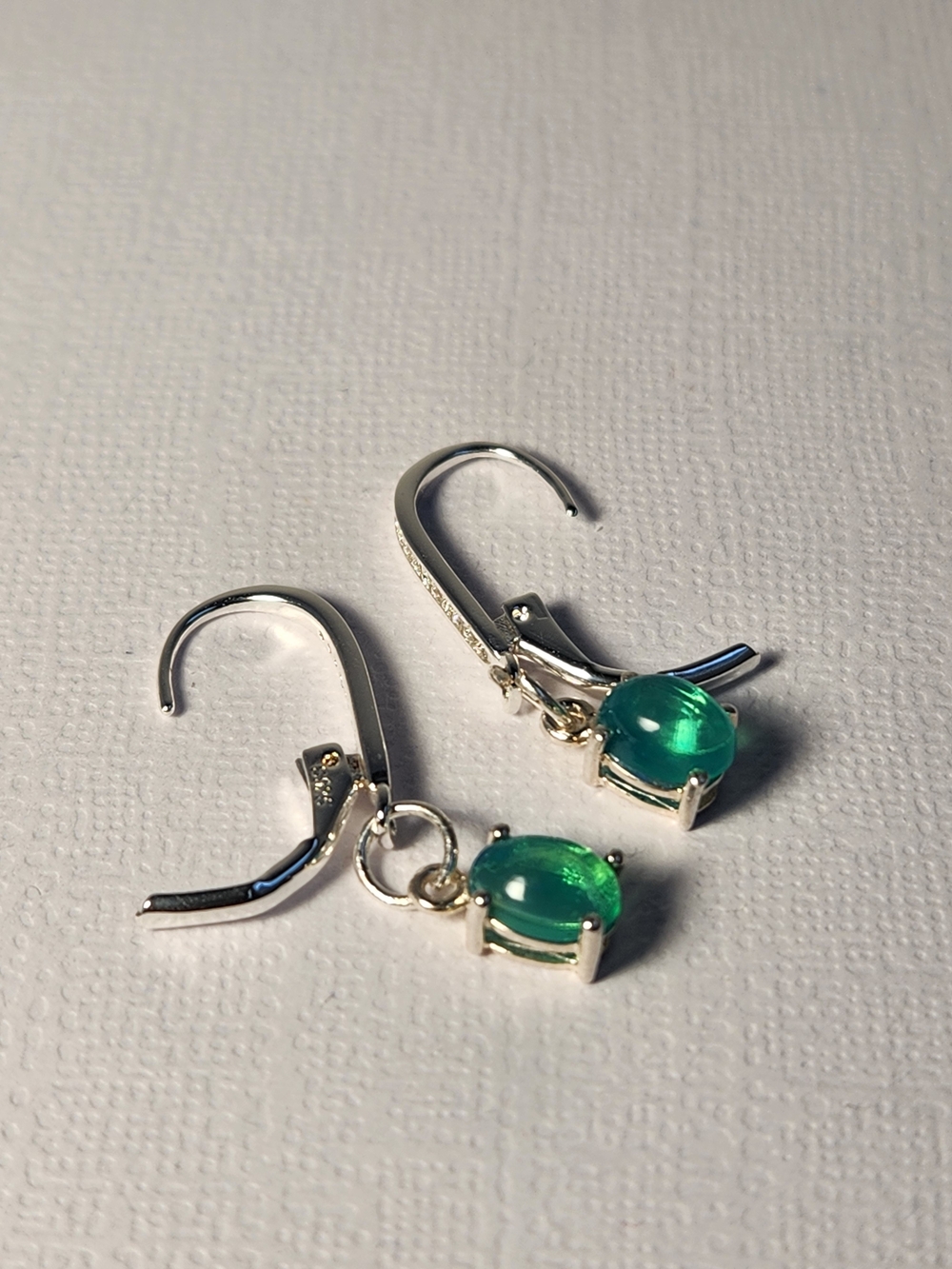 NIB Ethiopian Welo Opal 925 Leverback Drop Earrings Aqua Green